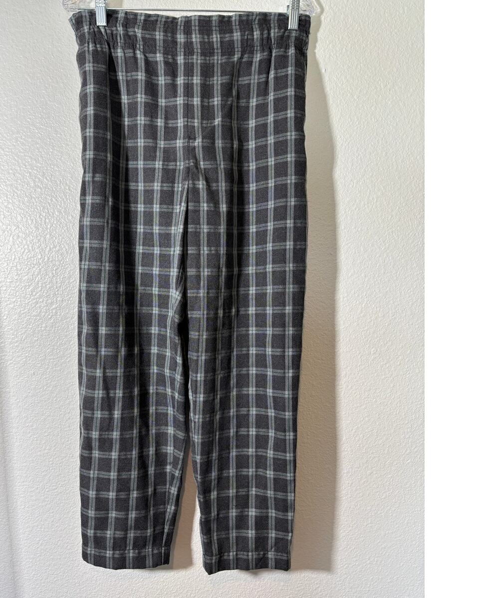 LOFT Outlet Size M High Rise Straight Gray Plaid Pants Pull-On Elastic Waist